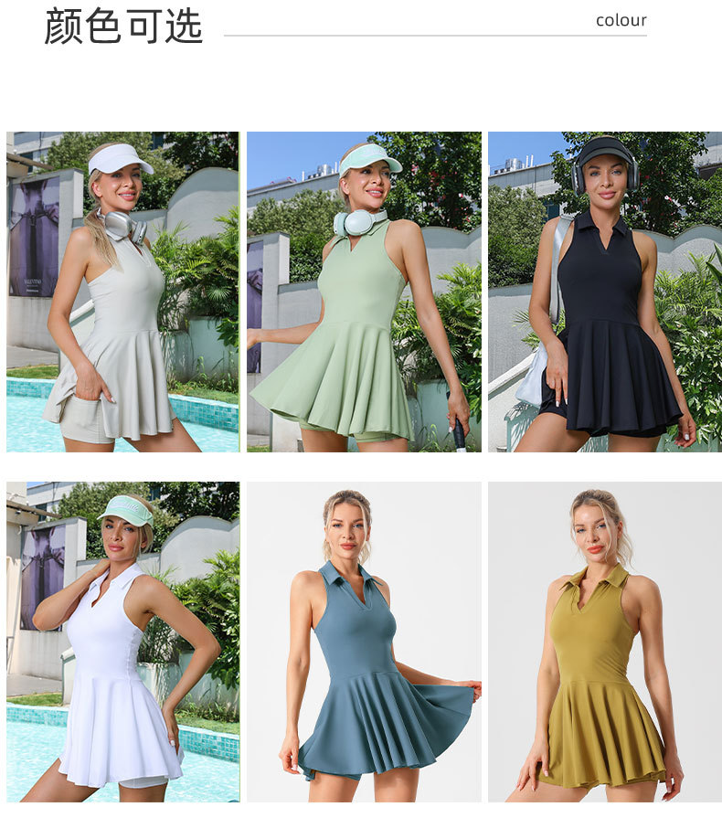 Cross border Lulu Tennis Skirt Set Women's Chest Mat Tennis Clothes Outdoor Badminton Skirt Yoga Sports Skirt Wholesale