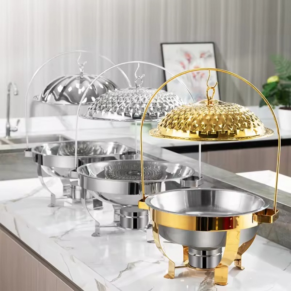 Stainless Steel 4.5L Round Hanging Chafing Dishes With Hanging Lids Catering Buffet Set for Food Warming