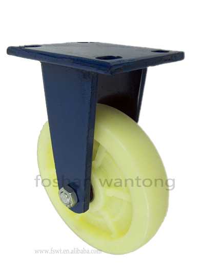 重型藍板架花紋尼龍固定腳輪（支架規格8mm）