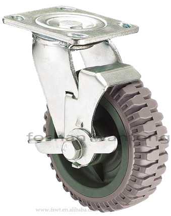 灰聚氨酯PU烽火邊刹（shā）腳輪（支架6mm、5.2mm）