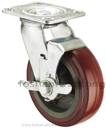 棕色PVC萬向邊（biān）刹腳輪（支架6mm、5.2、3.5mm）