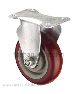 棗（zǎo）紅雙軸聚氨脂PU固定腳（jiǎo）輪