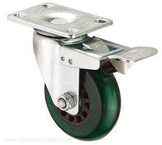 中型（xíng）綠PVC輪子（zǐ）平底刹車（刹製腳輪)