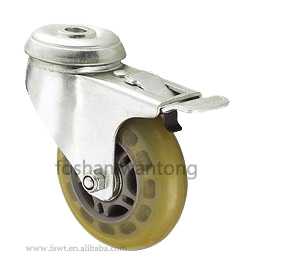3寸孔頂聚氨酯PU旋轉刹車腳輪