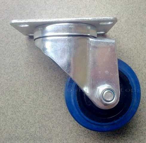 中型（xíng）藍色彈（dàn）力膠輪子萬向（活動腳（jiǎo）輪)