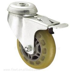 3寸聚氨酯PU孔（kǒng）頂萬向輪帶刹車