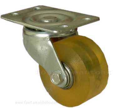 黃色雙軸聚氨酯PU透明萬向輪