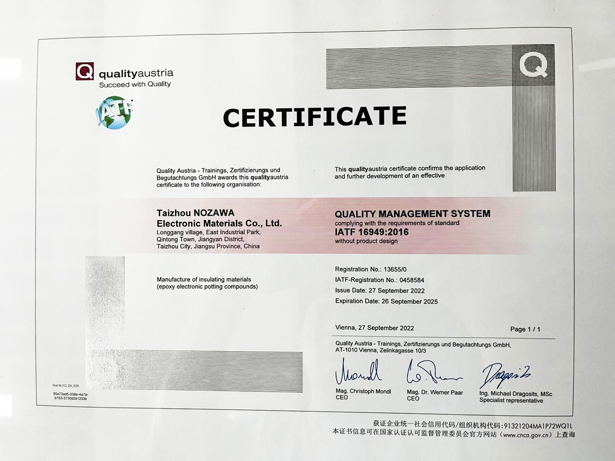 IATF-16949 Certification certificate