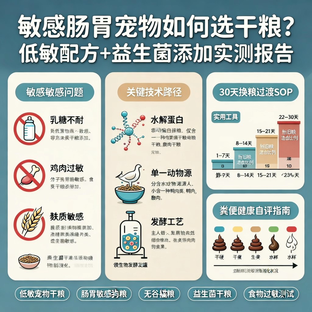 敏感肠胃宠物如何选干粮？低敏配方+益生菌添加实测报告
