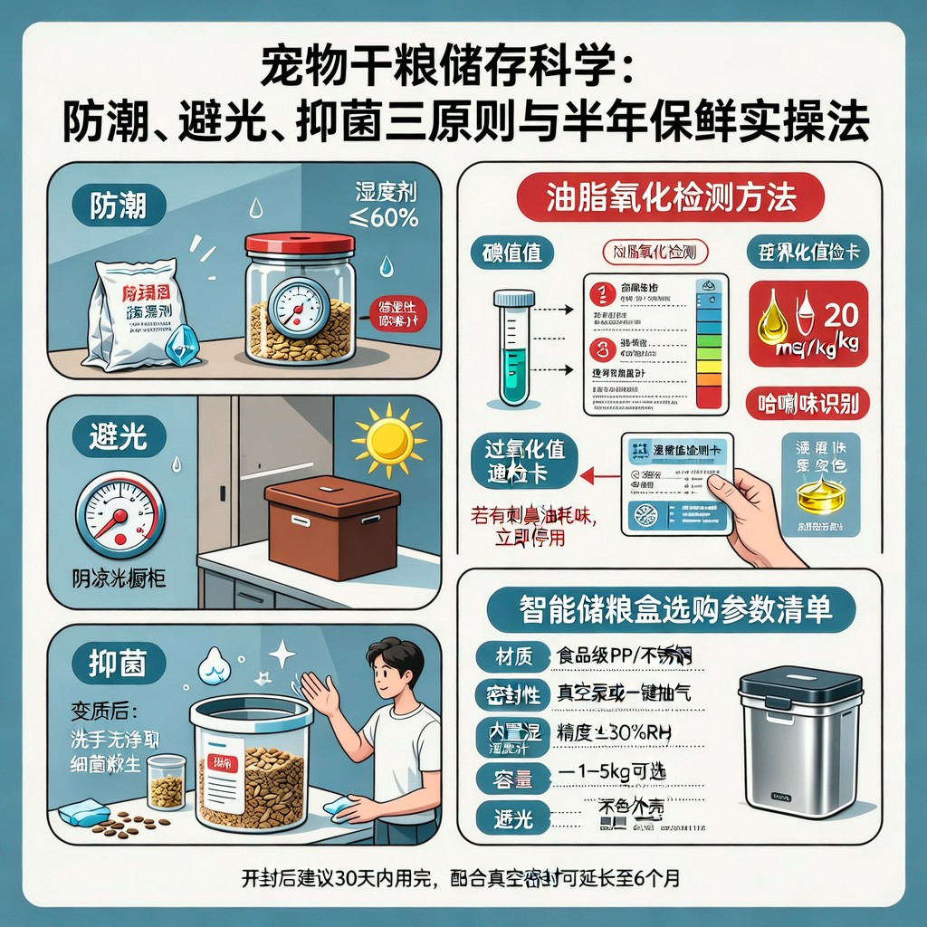 宠物干粮储存科学：防潮、避光、抑菌三原则与半年保鲜实操法