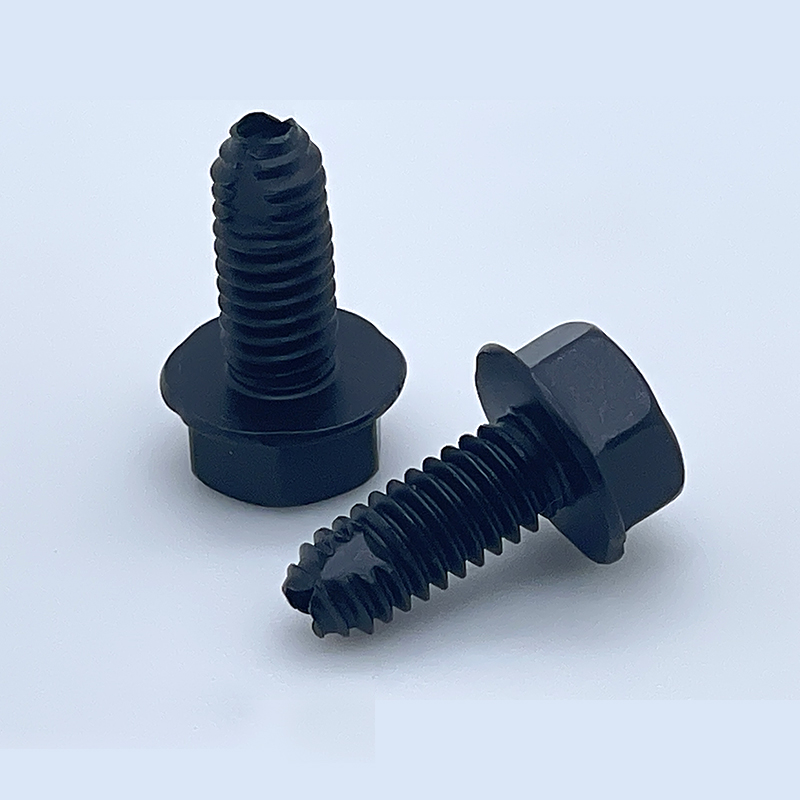 Phosphate black triangular tooth screw with outer hexagon flange