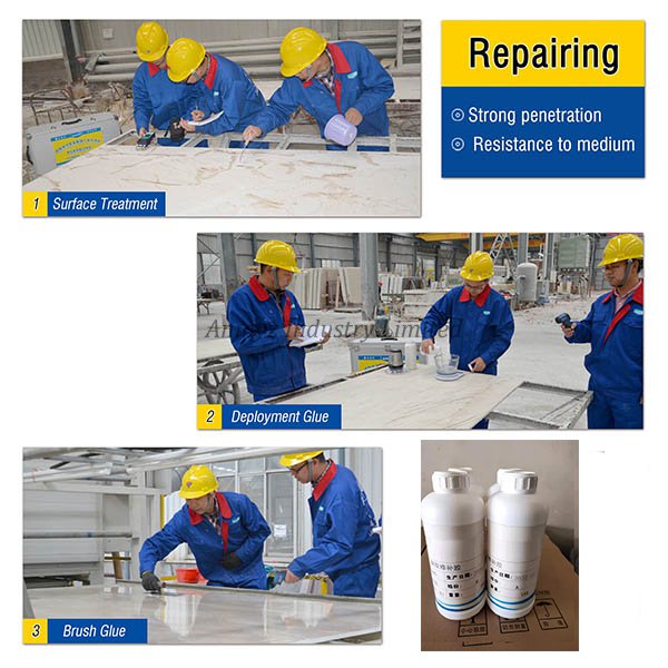 AZ-1988 Stone Adhesive/Epoxy resin AB hardener for Luxury Stone Slab Surfuce Crack Filling and Repair 