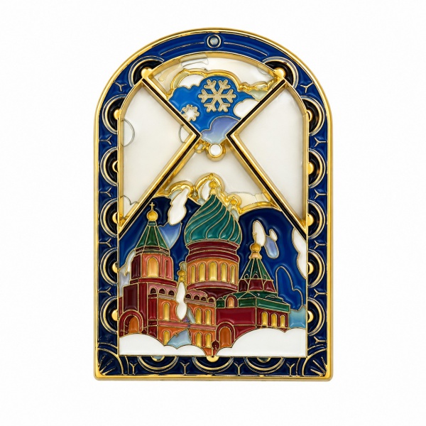 Winter Cathedral Stained Glass Window Enamel Magnet