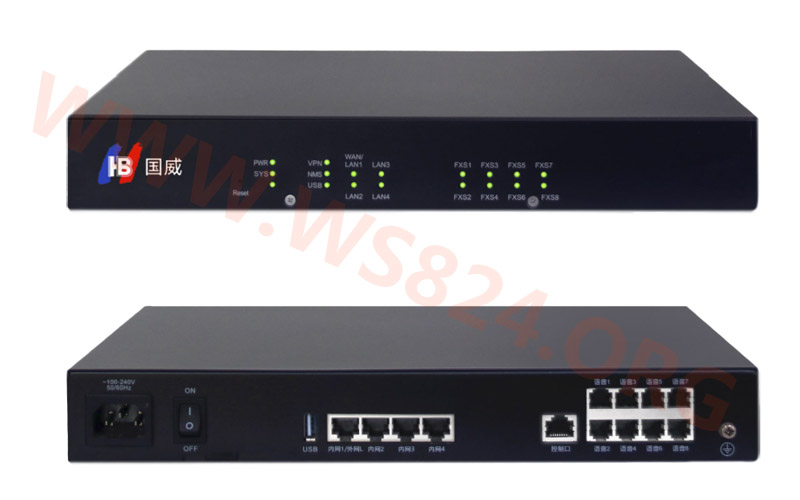 国威HB100-8S语音网关 8 S口SIP电话网关