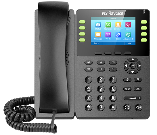FIP14G 3.5英寸IPS彩屏话机 8个SIP账号 千兆双网口 USB接口 PoE 2.4GHz&5GHz Wi-Fi 挂墙