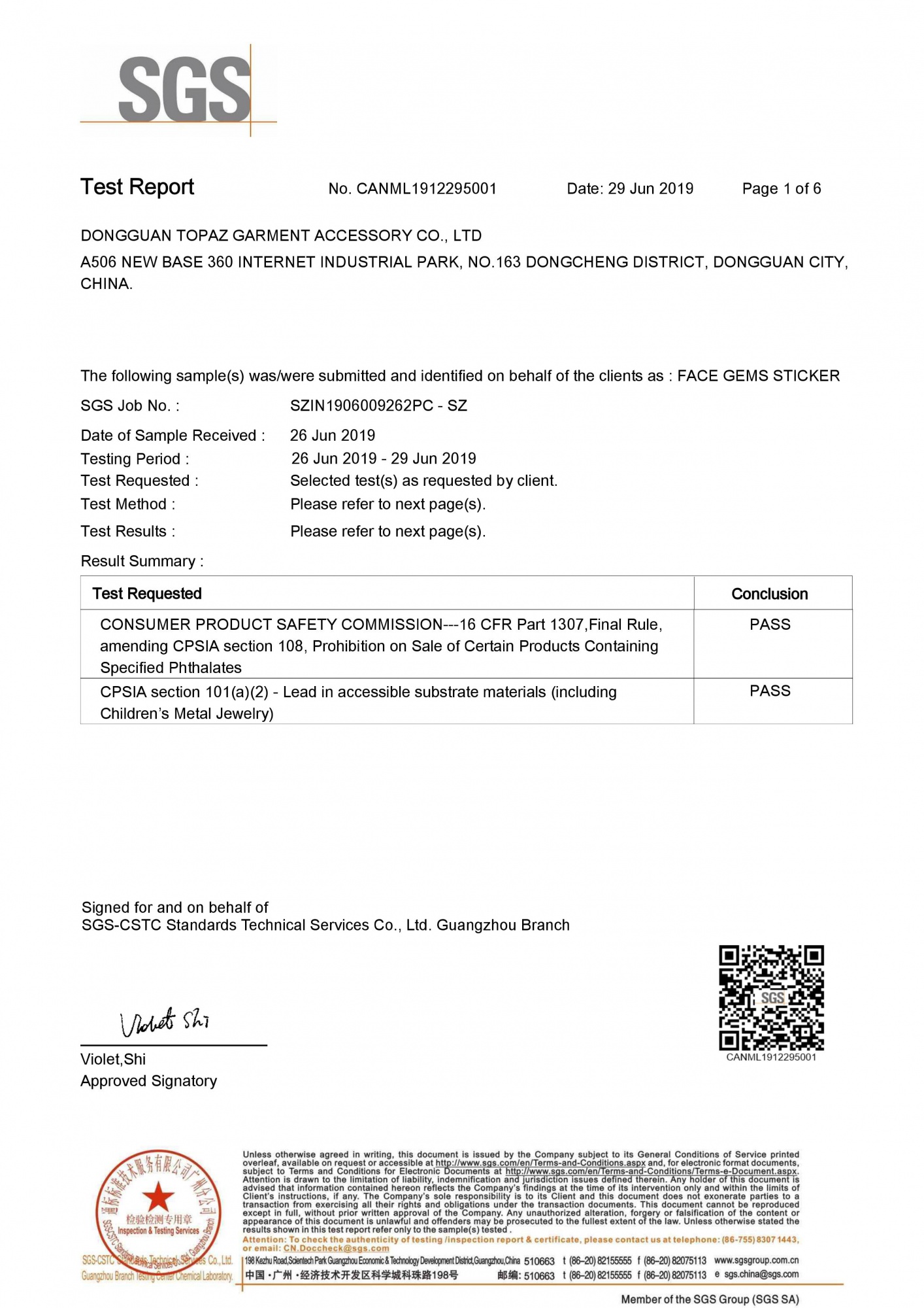Product Test SGS