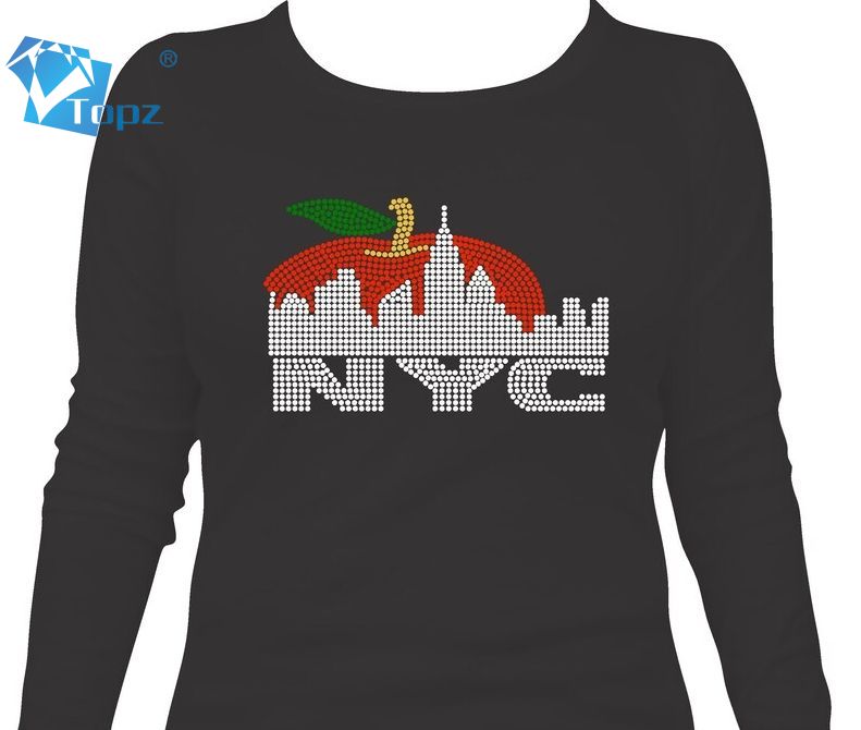 Christmas fashionable ready design custom rhinestone hot fix NYC letter transfers for t shirt