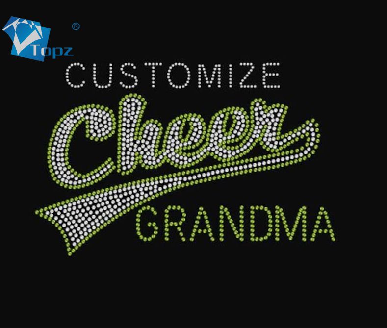Christmas hot selling free sample heat press rhinestone hotfix letter cheer design transfer motif-副本