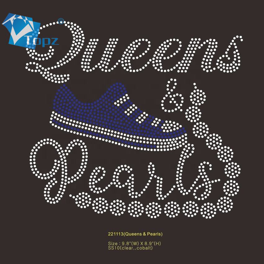 Bling Queen Crown Rhinestone Pattern heat transfer patches Custom Hotfix Rhinestone Design motif for T shirt