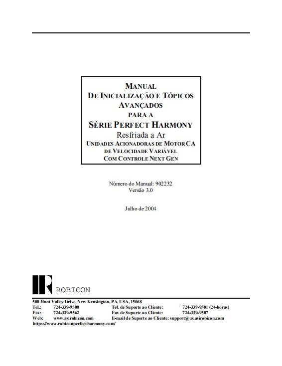 MANUAL DE INICIALIZAÇÃO E TÓPICOS  AVANÇADOS PARA A SÉRIE PERFECT HARMONY