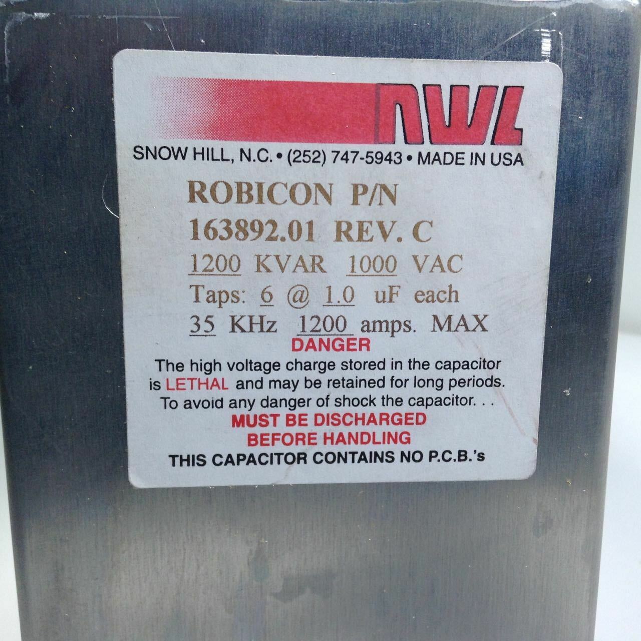 Siemens Robicon 163892.01 REV.C 1200 KVAR 1000VAC Capacitor