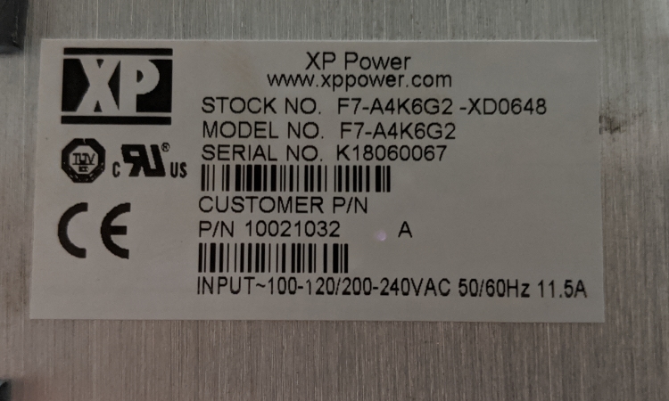 XP Power Power Supply, F7E1A6G2, F7A4K6G2, F7-A4K6G2, F7A4K6G7, F7-A4K6G7, F7A4G2G2, MHP1000PS48