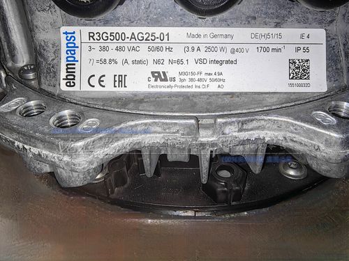 R3G500-AG06-03 upgraded to R3G500-AG25-01_400VAC EC radial fan R3G500; Siemens 6SR0900-0GM10-0AA0