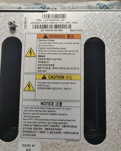 Siemens 6SR4902-0AD00-0AM0, LDZ10500424.140, G4 Power CELL 140A, 750V, 140A CELL