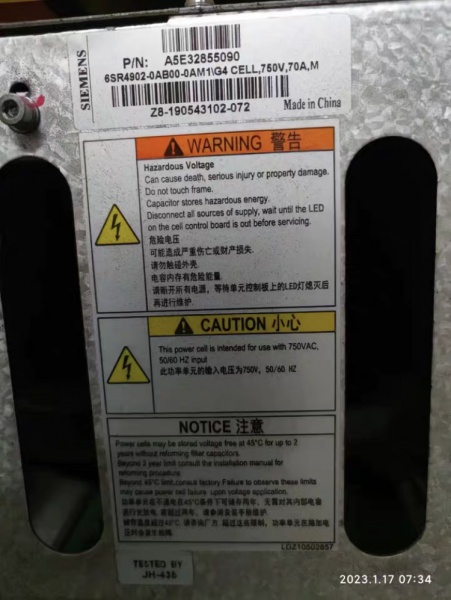 Siemens P/N: A5E32855090, 6SR4902-0AB00-0AM1\G4 CELL, 750V, 70A, M GENⅣ Power Cell