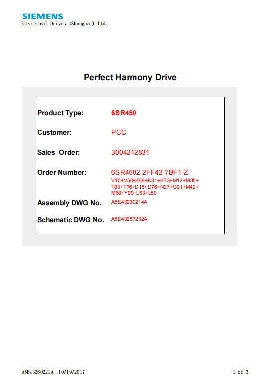 Siemens Perfect Harmony Drive 6SR450