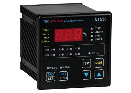 NT538 TECSYSTEM, NT538 WS, NT538 ETH, RELAYS, THERMISTOR, TEMP. MONITOR SYSTEM, 24- 220VAC/VDC, 10A, 110VDC, 2, NO.6 PT100 INPUT