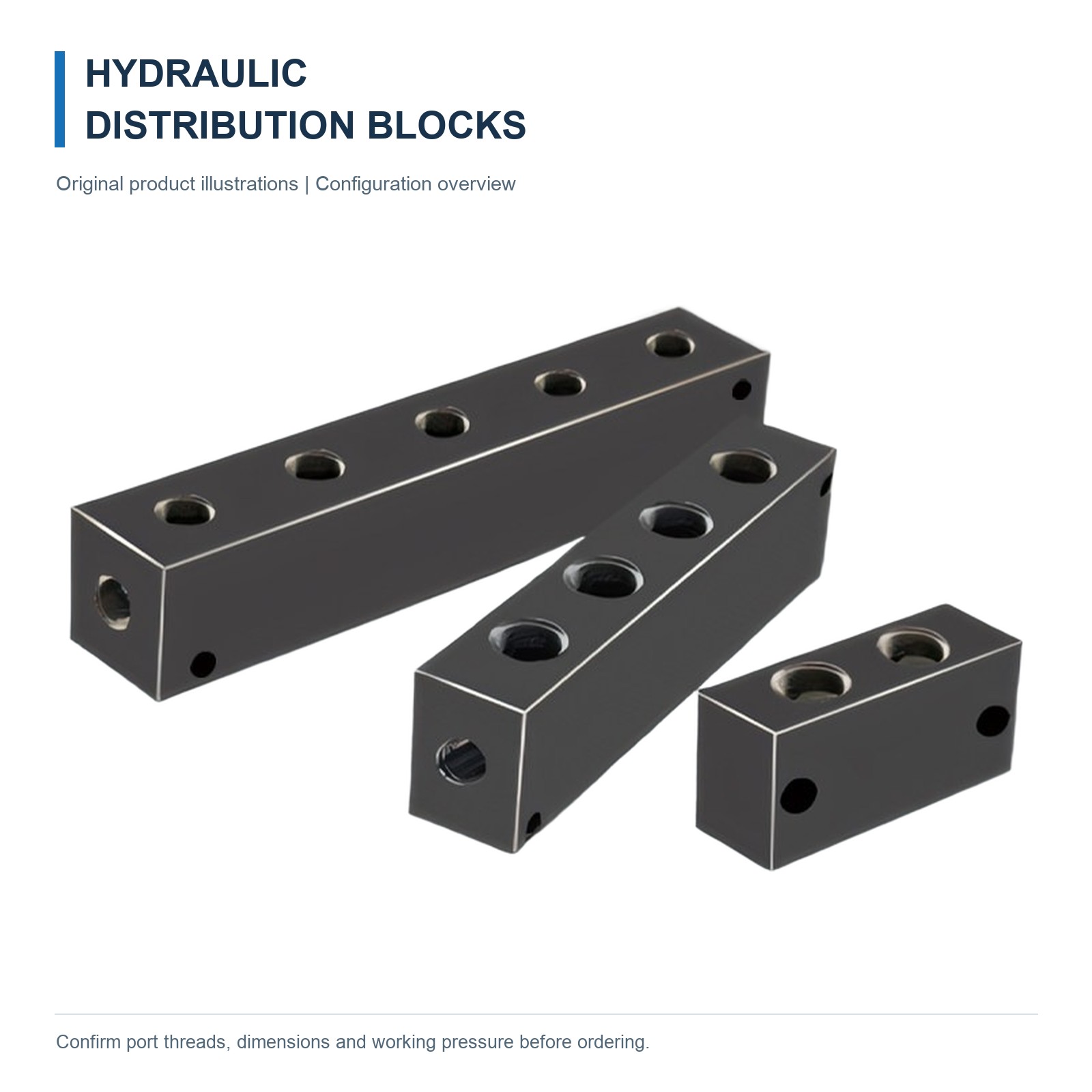 Hydraulic Distribution Manifold Blocks — 2 to 6 Outlets