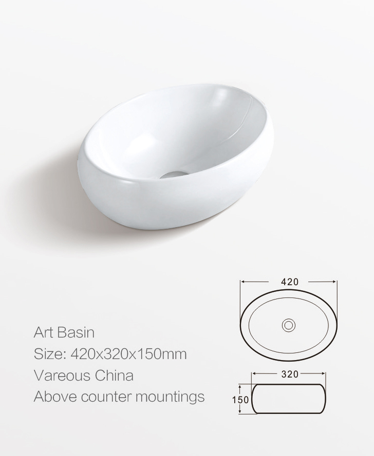 Ceramic Oval Shape Bathroom Sink Lavabo Table Top Hand Wash Basin
