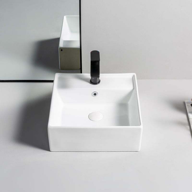 Ceramic Lavabo Above Counter Mounted  Sink Art Basin White