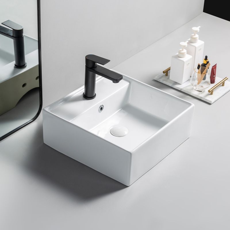 Ceramic Lavabo Above Counter Mounted  Sink Art Basin White