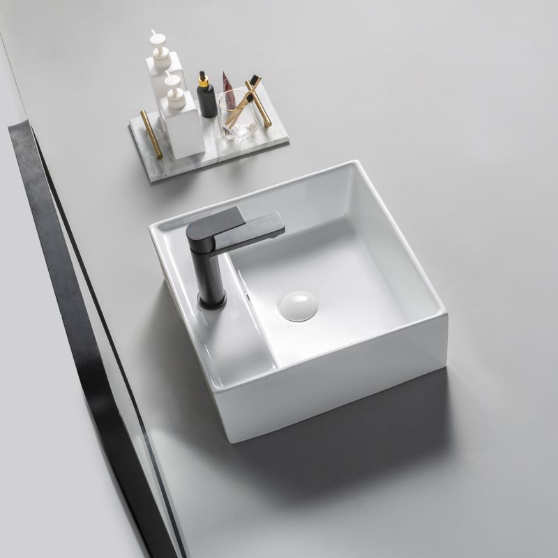 Ceramic Lavabo Above Counter Mounted  Sink Art Basin White