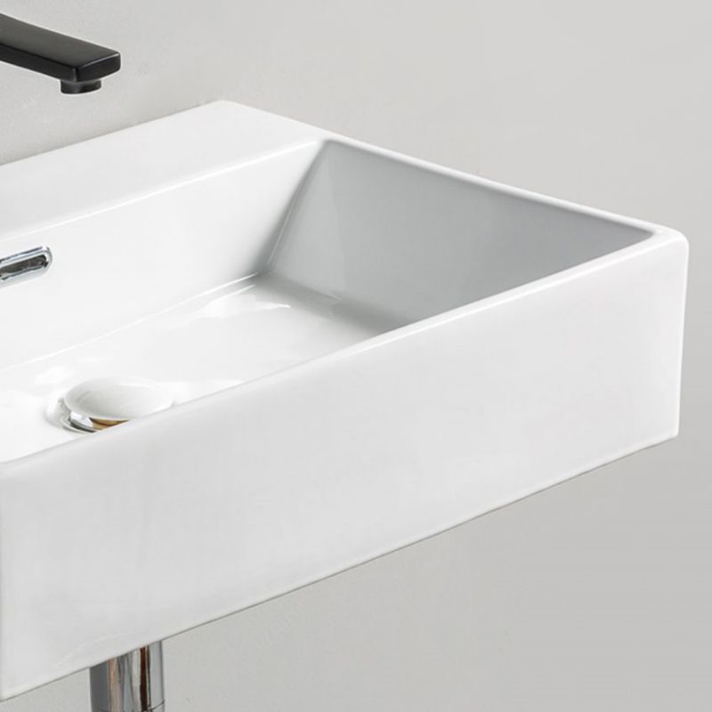 Glossy Ceramic Bathroom Sink Modern Counter Top Rectangle Art Wash Basin