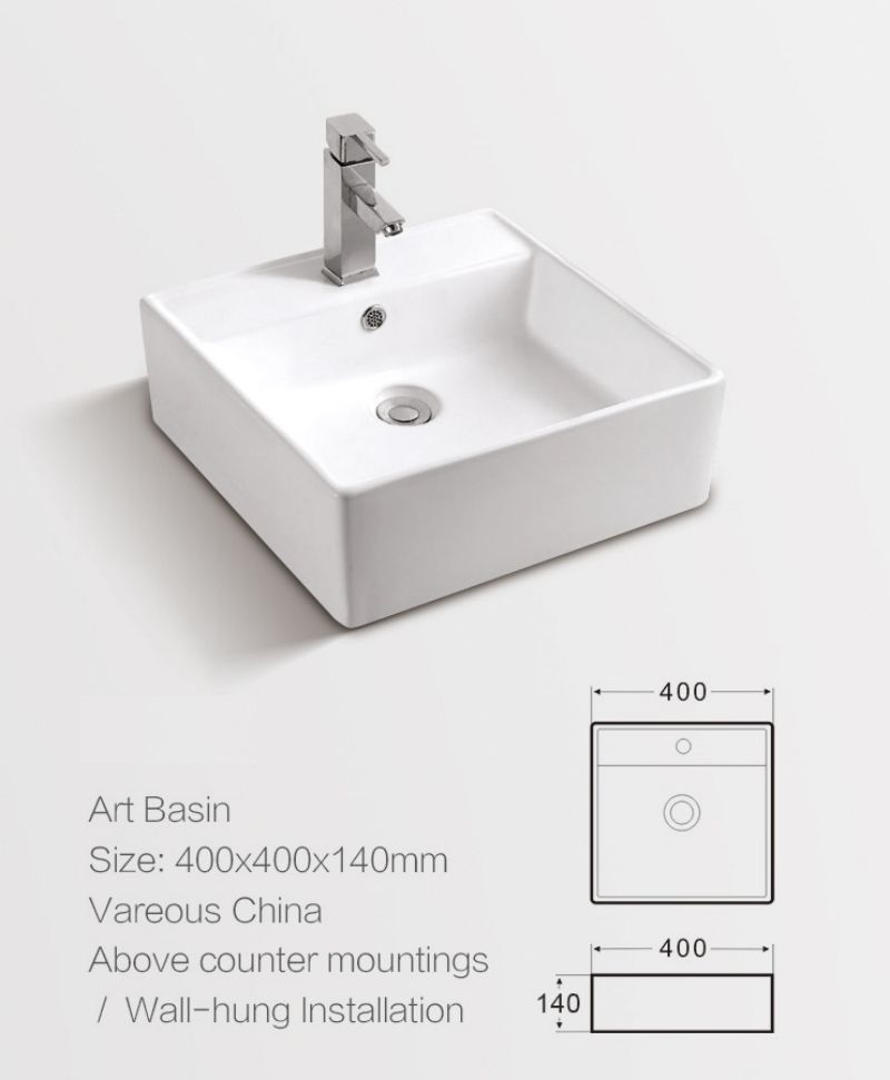 Ceramic Lavabo Above Counter Mounted  Sink Art Basin White