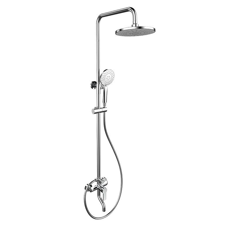 Brass Body Round Flush Mounted Wall Bathroom Shower Set System Three Function