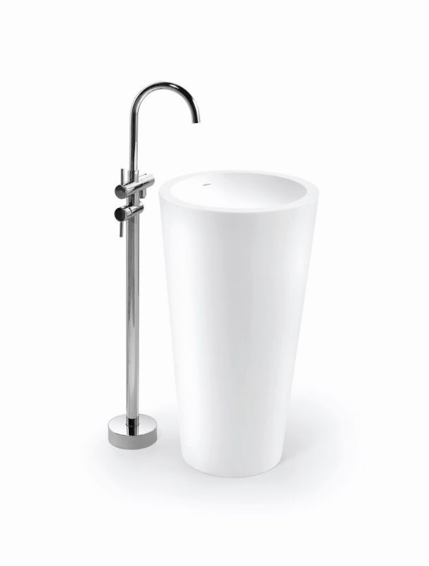 Round Freestanding Wash Basin White Arylic Large Basin