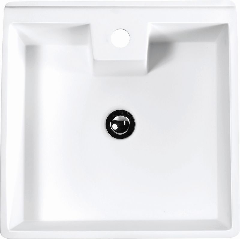 Square Freestanding Wash Basin Arylic Large Pedestal Basin White