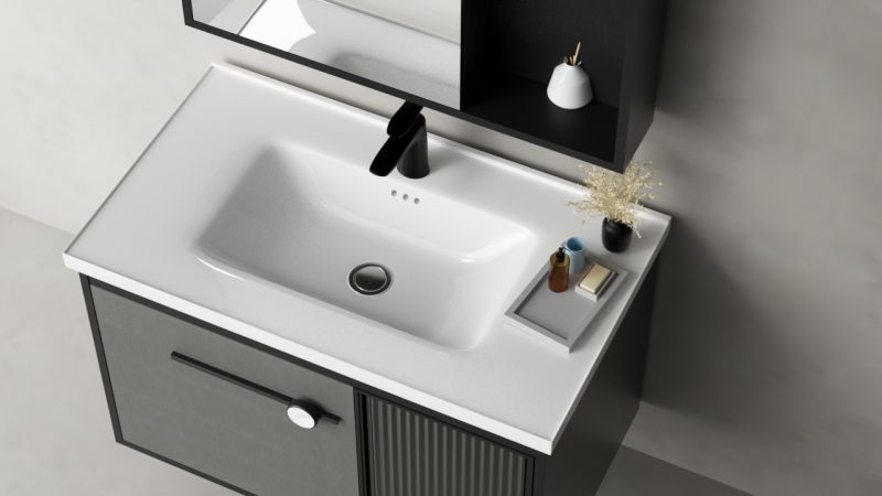 Bathroom Cabinet Set European Tempered Glass Bathroom Make up Vanity