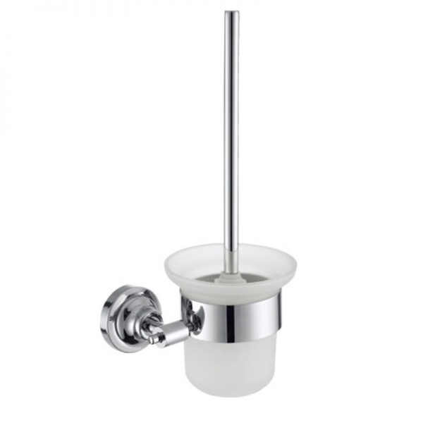 304 Stainless Steel Wall Hung Toilet Brush Holder with Glass Cup for Wc Bathroom
