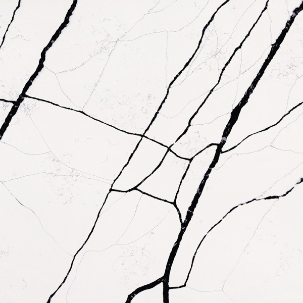 Nordic Style Quartz Stone Slab Pure White Quartz Stone Sheets for Kitchen Countertop Quartz with black Veins
