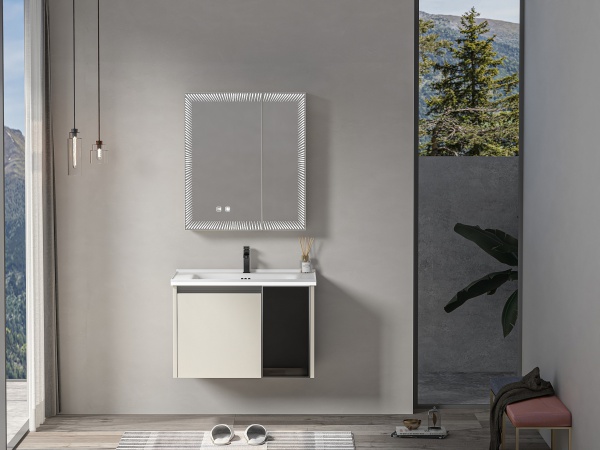 Modern Bathroom Vanity with Ceramic Basin and Mirror Cabinet Bathroom Cabinets Customized 
