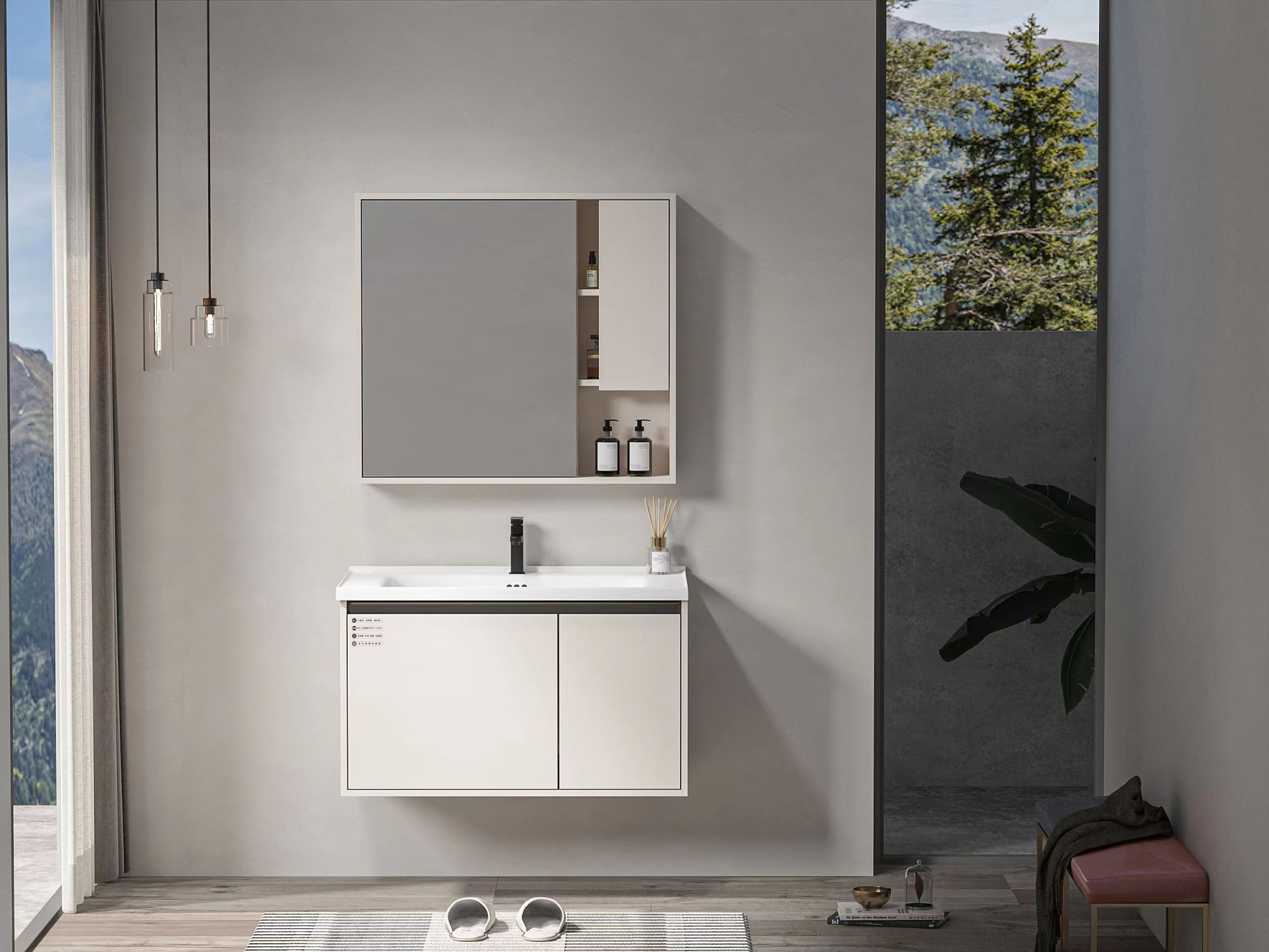 Hot Sell Wooden Furniture Customized Bathroom Vanity with Basin and Mirror Cabinets Bathroom Cabinet