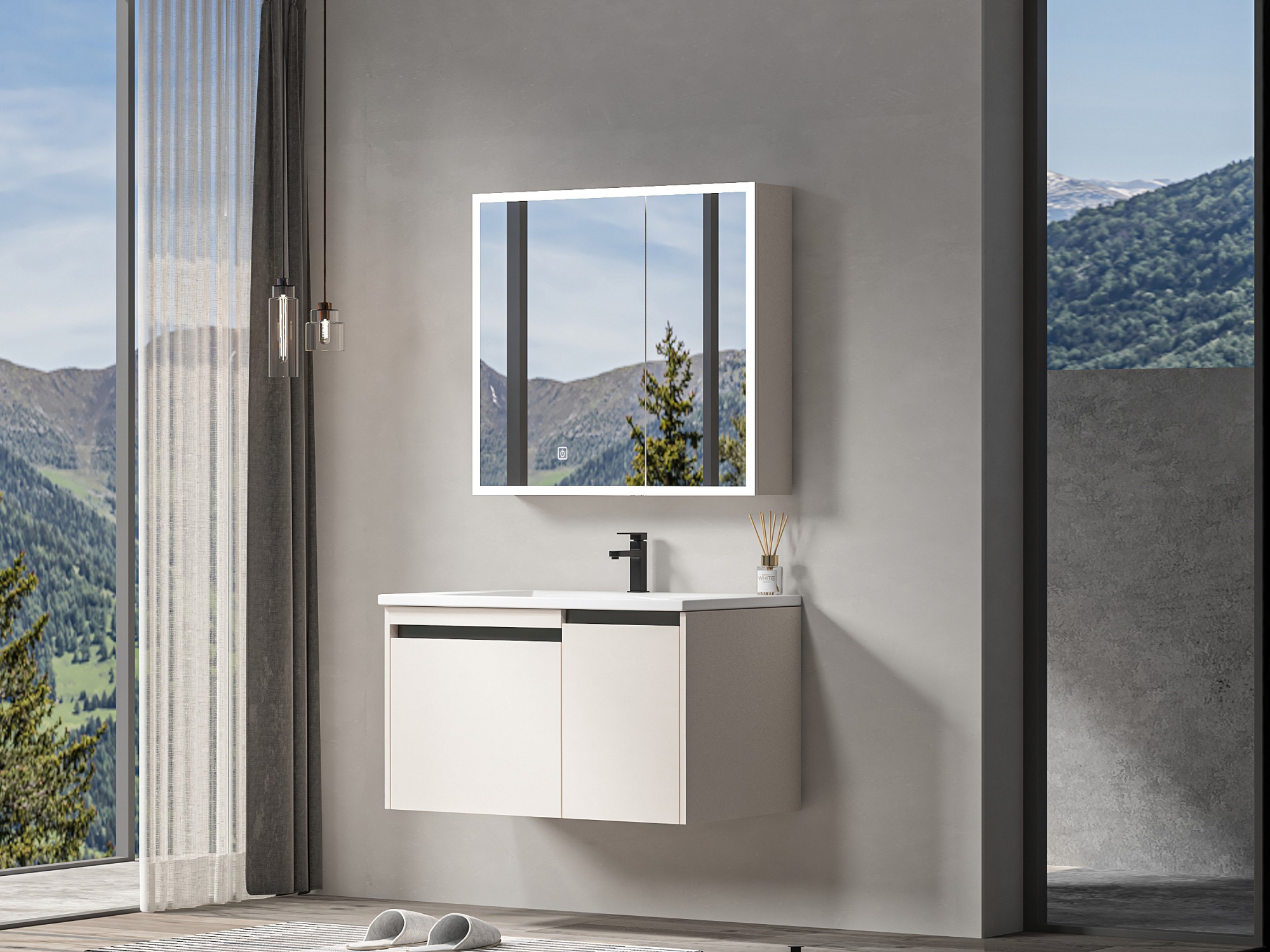 Wholesaler Wooden Cabinet Customized Bathroom Vanity with Basin and Mirror Cabinets