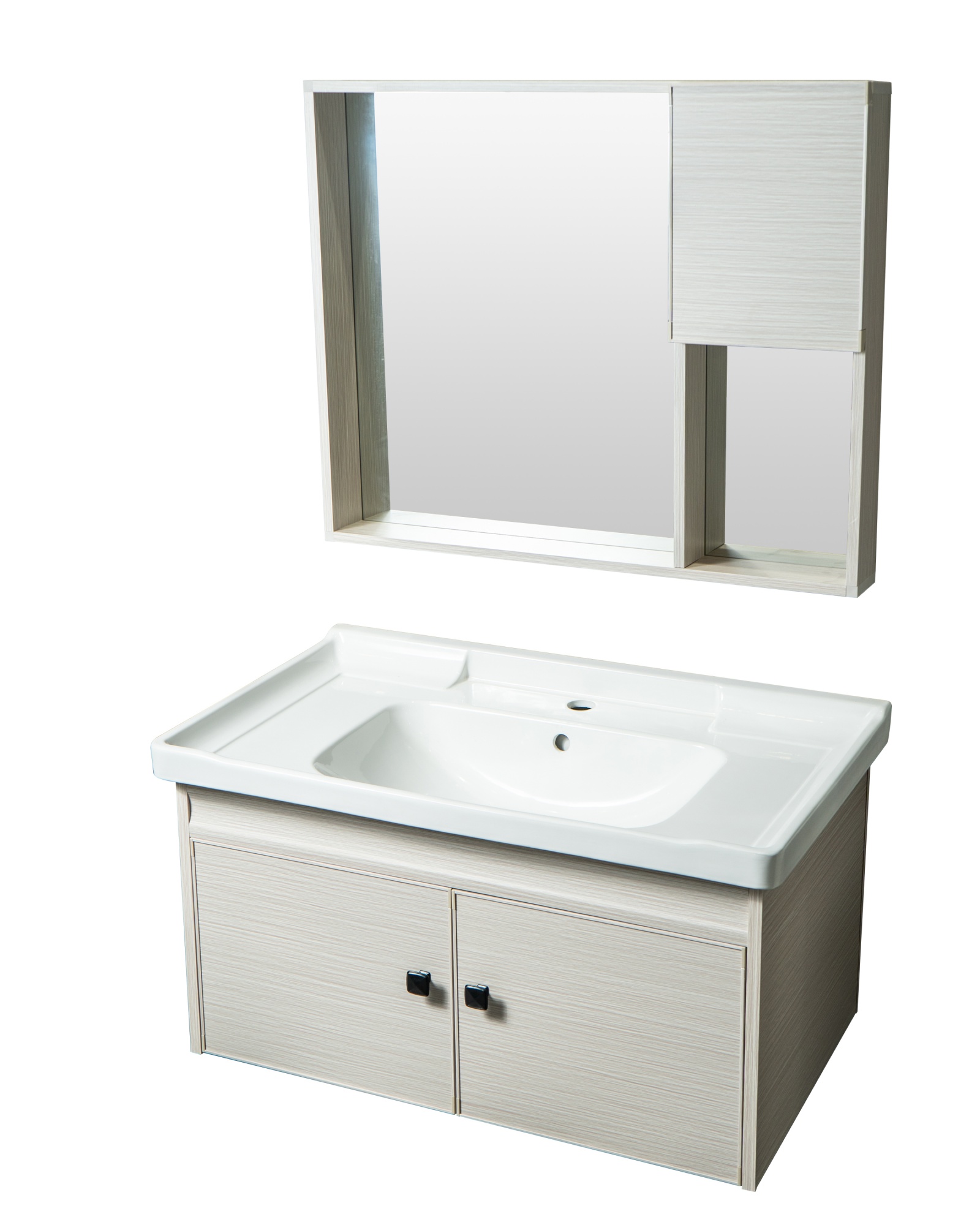 Wholesaler Bathroom Cabinet Customized Carbon Fiber Bathroom Vanity with Ceramic Basin and Mirror Cabinets