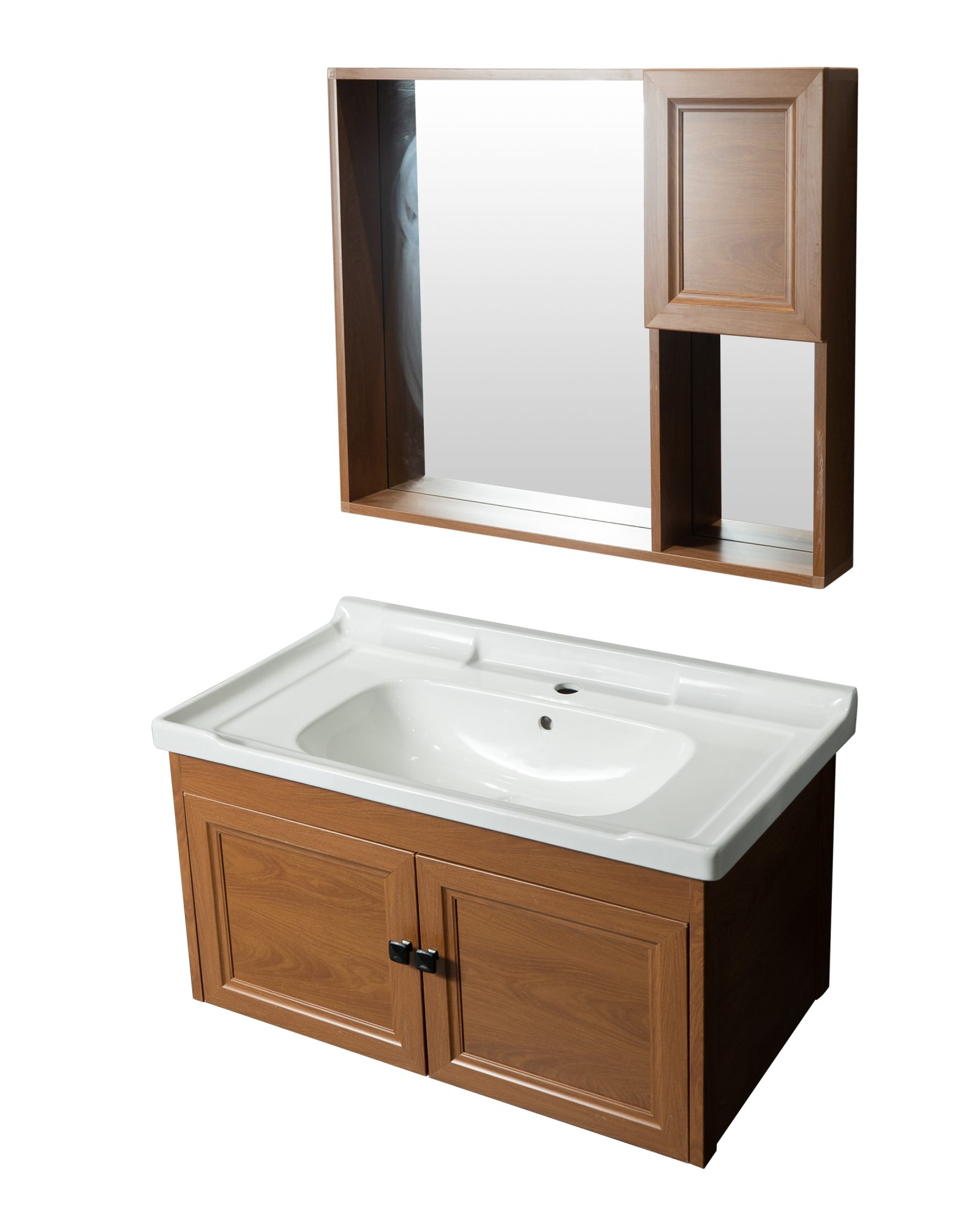 Wall Mounted Bathroom Cabinet Carbon Fiber Bathroom Vanity with Ceramic Basin and Mirror Cabinets