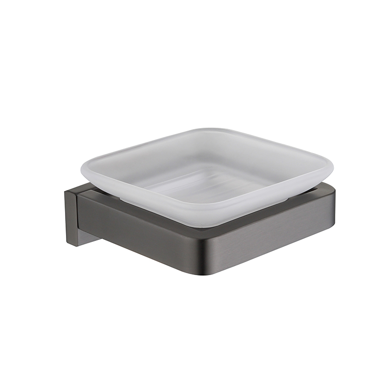 Bathroom Accessories Wall Hung Set Soap Glass Dish with SUS304 Stainless Steel Holder for Household Hotel